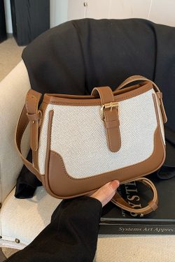 Retro Color-Blocking Handheld Shoulder Bag for Women - Spring/Summer 2025 High-End Crossbody Bag, Fashionable Casual Style