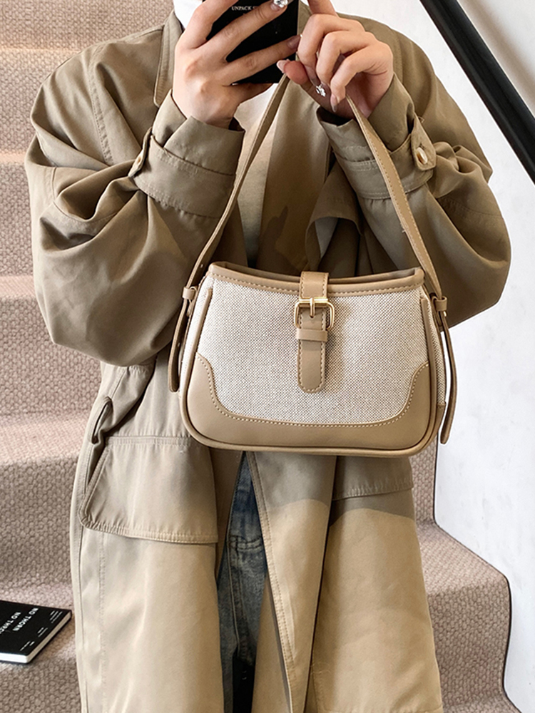Retro Color-Blocking Handheld Shoulder Bag for Women - Spring/Summer 2025 High-End Crossbody Bag, Fashionable Casual Style Retro Color-Blocking Handheld Shoulder Bag for Women - Spring/Summer 2025 High-End Crossbody Bag, Fashionable Casual Style