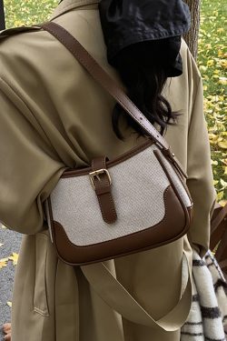 Retro Color-Blocking Handheld Shoulder Bag for Women - Spring/Summer 2025 High-End Crossbody Bag, Fashionable Casual Style
