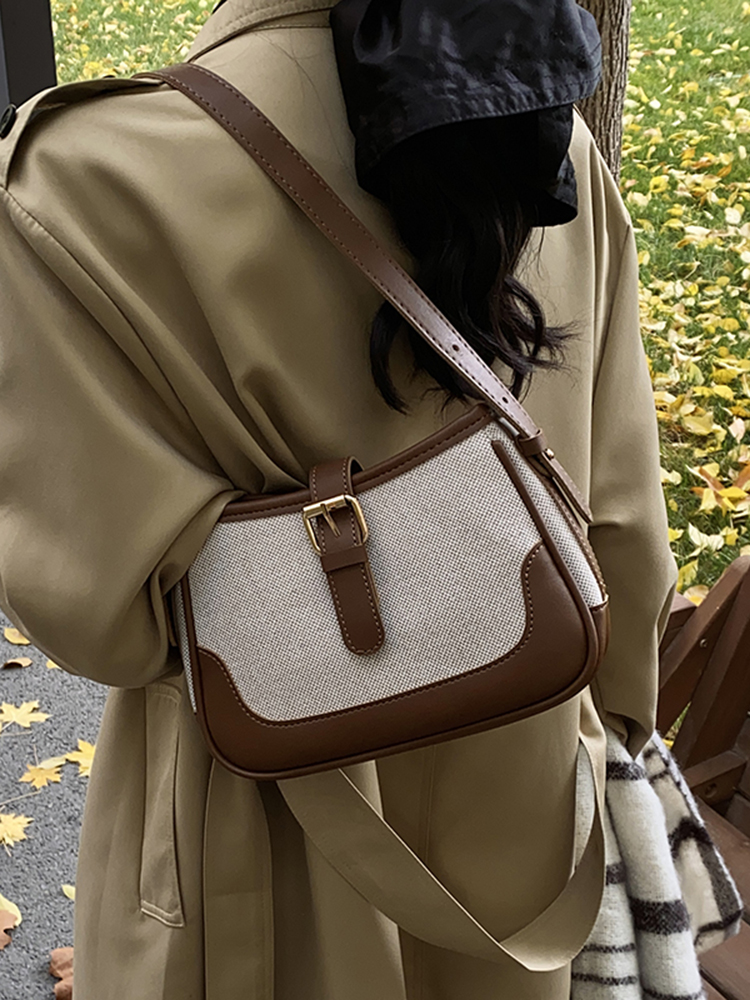 Retro Color-Blocking Handheld Shoulder Bag for Women - Spring/Summer 2025 High-End Crossbody Bag, Fashionable Casual Style Retro Color-Blocking Handheld Shoulder Bag for Women - Spring/Summer 2025 High-End Crossbody Bag, Fashionable Casual Style