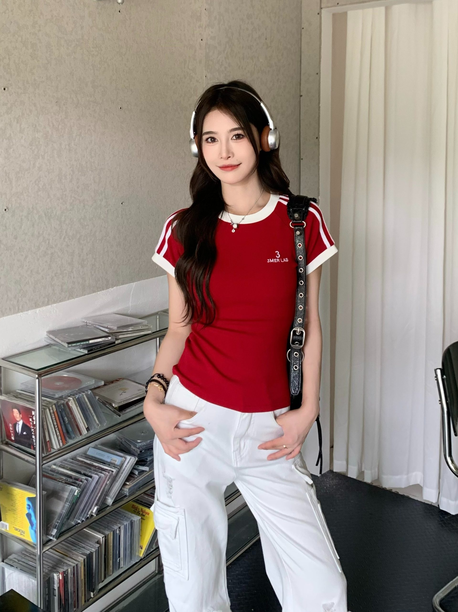 Retro Color-Blocking Short Sleeve T-Shirt for Women - 2024 Summer Raglan Sleeve Slim Fit Top, Y2K Inspired Fashion Retro Color-Blocking Short Sleeve T-Shirt for Women - 2024 Summer Raglan Sleeve Slim Fit Top, Y2K Inspired Fashion