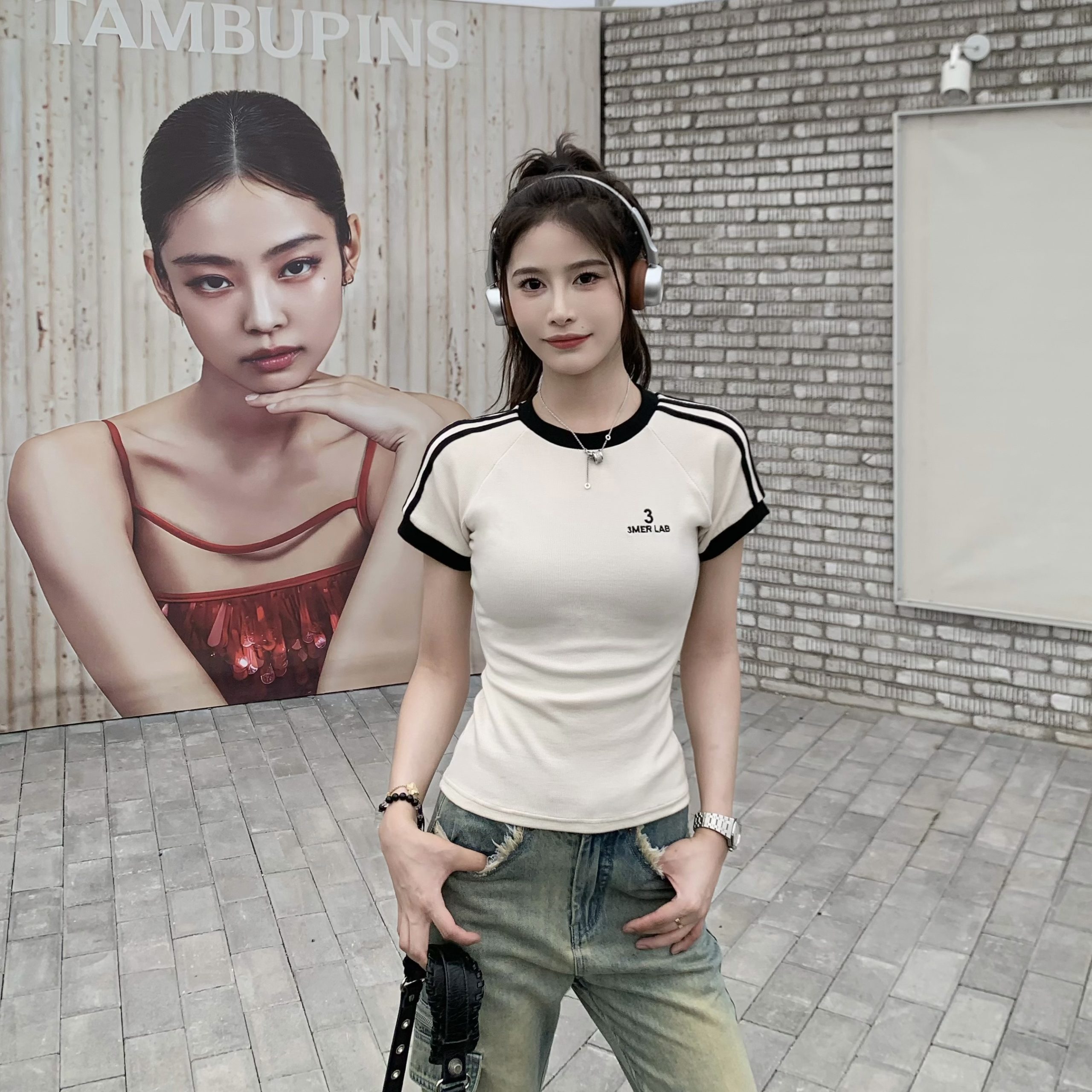 Retro Color-Blocking Short Sleeve T-Shirt for Women - 2024 Summer Raglan Sleeve Slim Fit Top, Y2K Inspired Fashion Retro Color-Blocking Short Sleeve T-Shirt for Women - 2024 Summer Raglan Sleeve Slim Fit Top, Y2K Inspired Fashion