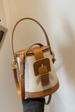 Retro Color-Blocking Women's Casual Bucket Bag - Trendy Crossbody Handbag for Summer 2025, Chic Niche Style