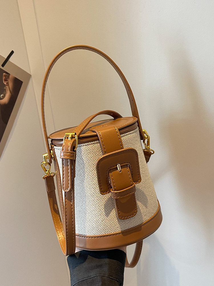 Retro Color-Blocking Women's Casual Bucket Bag - Trendy Crossbody Handbag for Summer 2025, Chic Niche Style Retro Color-Blocking Women's Casual Bucket Bag - Trendy Crossbody Handbag for Summer 2025, Chic Niche Style