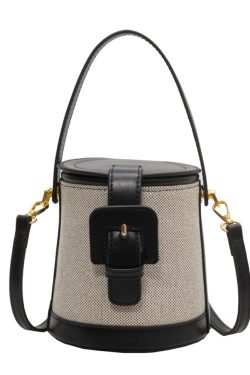 Retro Color-Blocking Women's Casual Bucket Bag - Trendy Crossbody Handbag for Summer 2025, Chic Niche Style