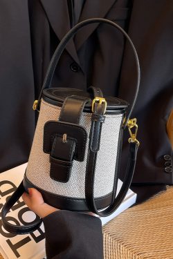 Retro Color-Blocking Women's Casual Bucket Bag - Trendy Crossbody Handbag for Summer 2025, Chic Niche Style