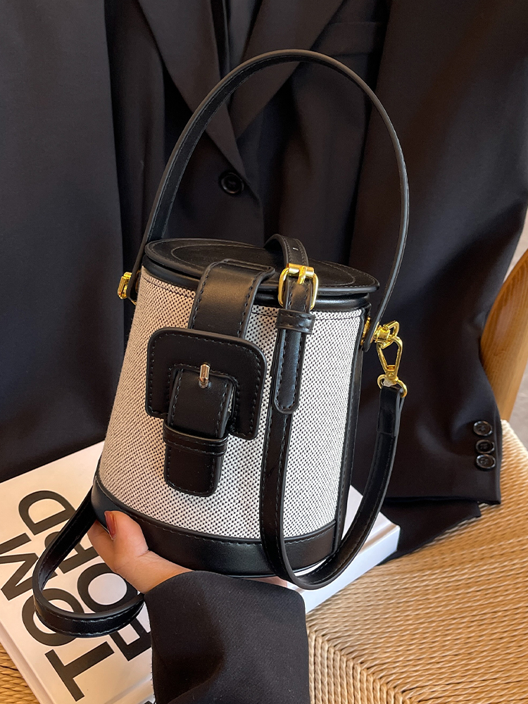 Retro Color-Blocking Women's Casual Bucket Bag - Trendy Crossbody Handbag for Summer 2025, Chic Niche Style Retro Color-Blocking Women's Casual Bucket Bag - Trendy Crossbody Handbag for Summer 2025, Chic Niche Style