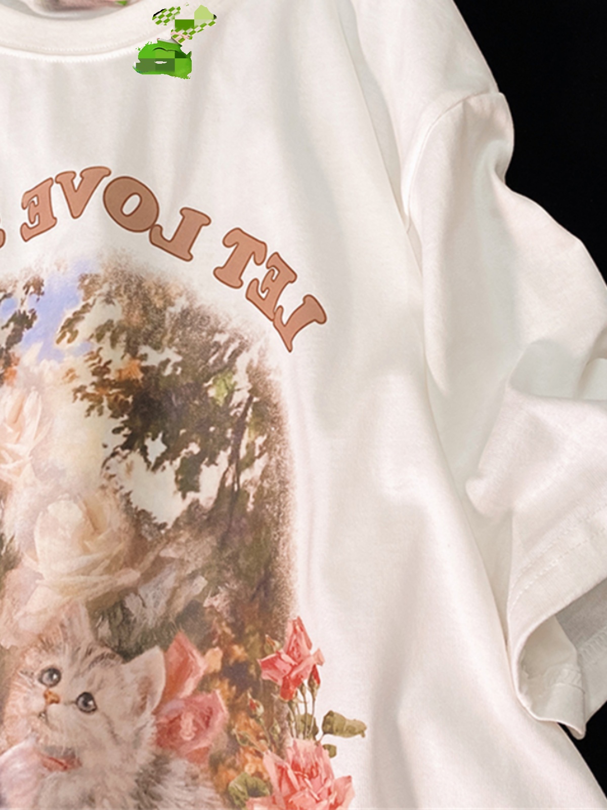 Retro Cute Kitten Graphic Pure Cotton Short Sleeve T-Shirt for Men and Women, Plus Size Loose Fit Couple Top Retro Cute Kitten Graphic Pure Cotton Short Sleeve T-Shirt for Men and Women, Plus Size Loose Fit Couple Top