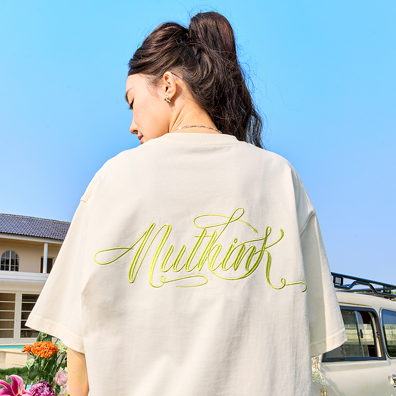 Retro Embroidered Letter Graphic T-Shirt, Loose Fit Hip-Hop Style Unisex Short Sleeve for Summer 2025 Retro Embroidered Letter Graphic T-Shirt, Loose Fit Hip-Hop Style Unisex Short Sleeve for Summer 2025