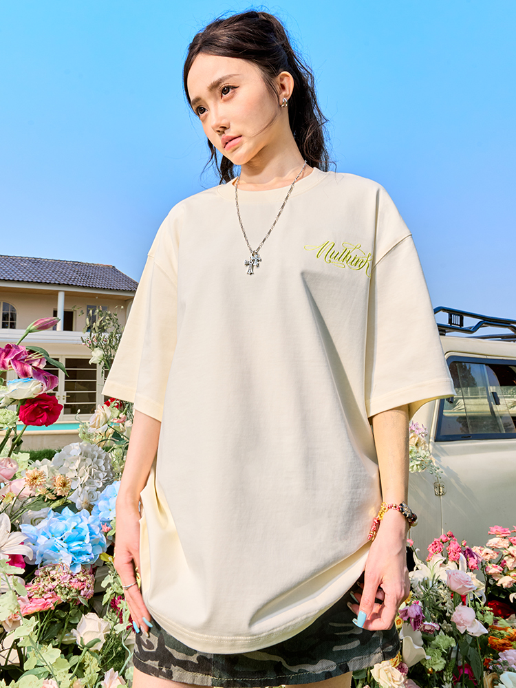 Retro Embroidered Letter Graphic T-Shirt, Loose Fit Hip-Hop Style Unisex Short Sleeve for Summer 2025 Retro Embroidered Letter Graphic T-Shirt, Loose Fit Hip-Hop Style Unisex Short Sleeve for Summer 2025