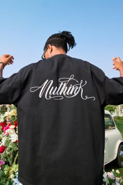 Retro Embroidered Letter Graphic T-Shirt, Loose Fit Hip-Hop Style Unisex Short Sleeve for Summer 2025