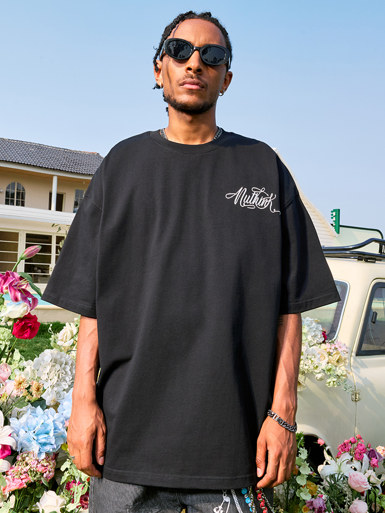 Retro Embroidered Letter Graphic T-Shirt, Loose Fit Hip-Hop Style Unisex Short Sleeve for Summer 2025 Retro Embroidered Letter Graphic T-Shirt, Loose Fit Hip-Hop Style Unisex Short Sleeve for Summer 2025