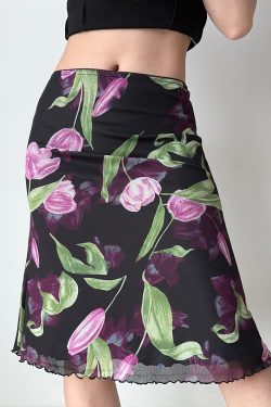Retro Floral Fishtail Skirt for Women - A-Line Lace Summer Skirt in European and American Style, Vintage 90s Inspired