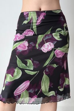 Retro Floral Fishtail Skirt for Women - A-Line Lace Summer Skirt in European and American Style, Vintage 90s Inspired