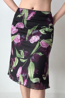 Retro Floral Fishtail Skirt for Women - A-Line Lace Summer Skirt in European and American Style, Vintage 90s Inspired