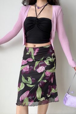 Retro Floral Fishtail Skirt for Women - A-Line Lace Summer Skirt in European and American Style, Vintage 90s Inspired