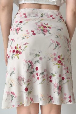 Retro Floral Print Midi Skirt for Women - A-line Bodycon Mermaid Style - European American Summer Fashion