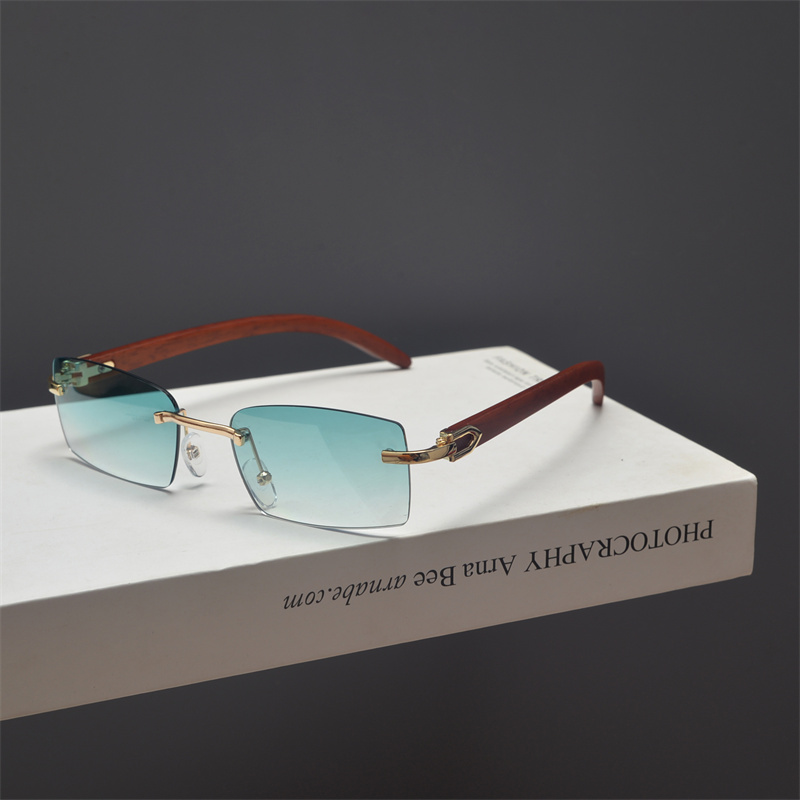 Retro Frameless Cut-Edge Rectangular Wooden Grain Sunglasses for Men and Women - Trendy Hip-Hop Party Eyewear for Small Faces Retro Frameless Cut-Edge Rectangular Wooden Grain Sunglasses for Men and Women - Trendy Hip-Hop Party Eyewear for Small Faces