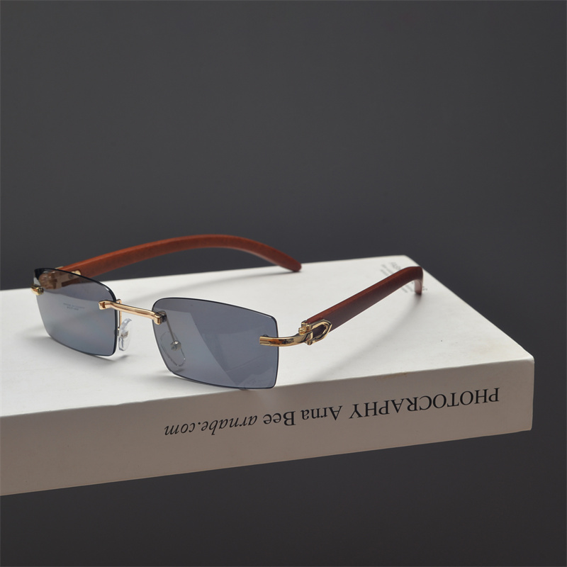 Retro Frameless Cut-Edge Rectangular Wooden Grain Sunglasses for Men and Women - Trendy Hip-Hop Party Eyewear for Small Faces Retro Frameless Cut-Edge Rectangular Wooden Grain Sunglasses for Men and Women - Trendy Hip-Hop Party Eyewear for Small Faces