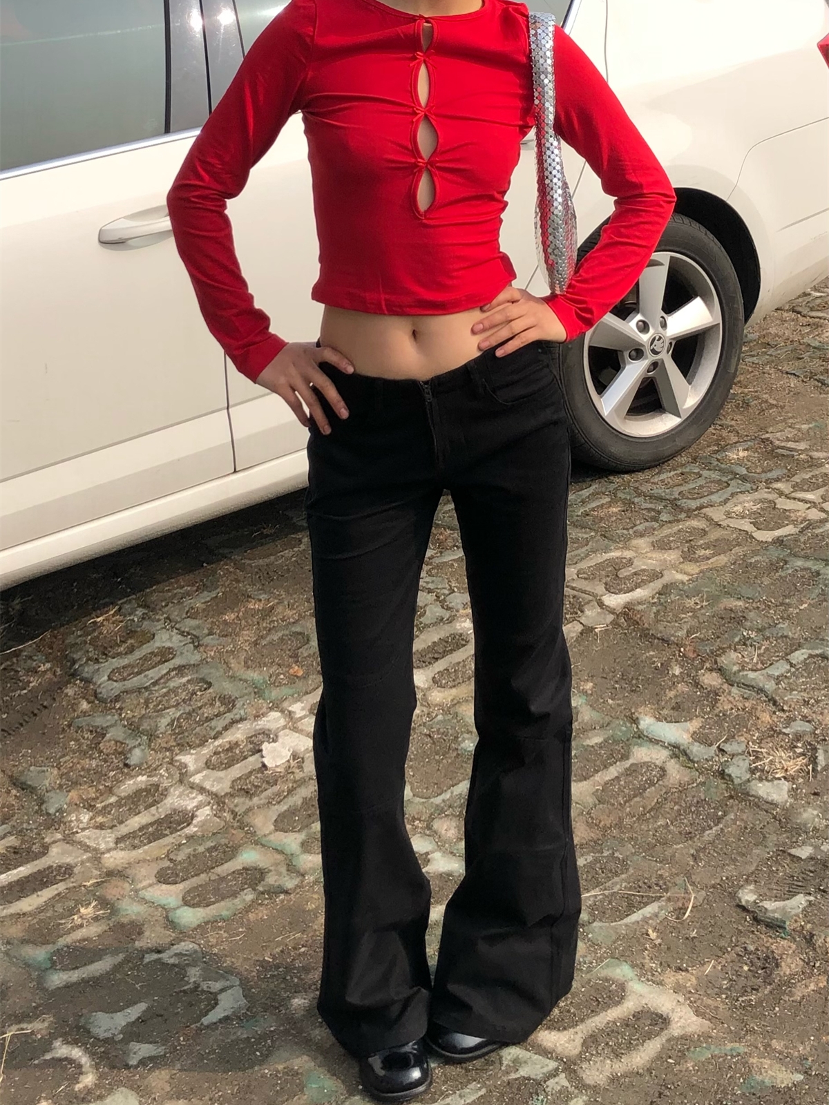 Retro High-Waisted Slim-Fit Leggings for Women - High Elasticity Casual Cotton Pants with Spicy Detail - Versatile American Style Retro High-Waisted Slim-Fit Leggings for Women - High Elasticity Casual Cotton Pants with Spicy Detail - Versatile American Style