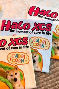 Retro Hot Dog Print Cotton Short-Sleeve T-Shirt for Men and Women - Plus Size Loose Trendy Couple Top