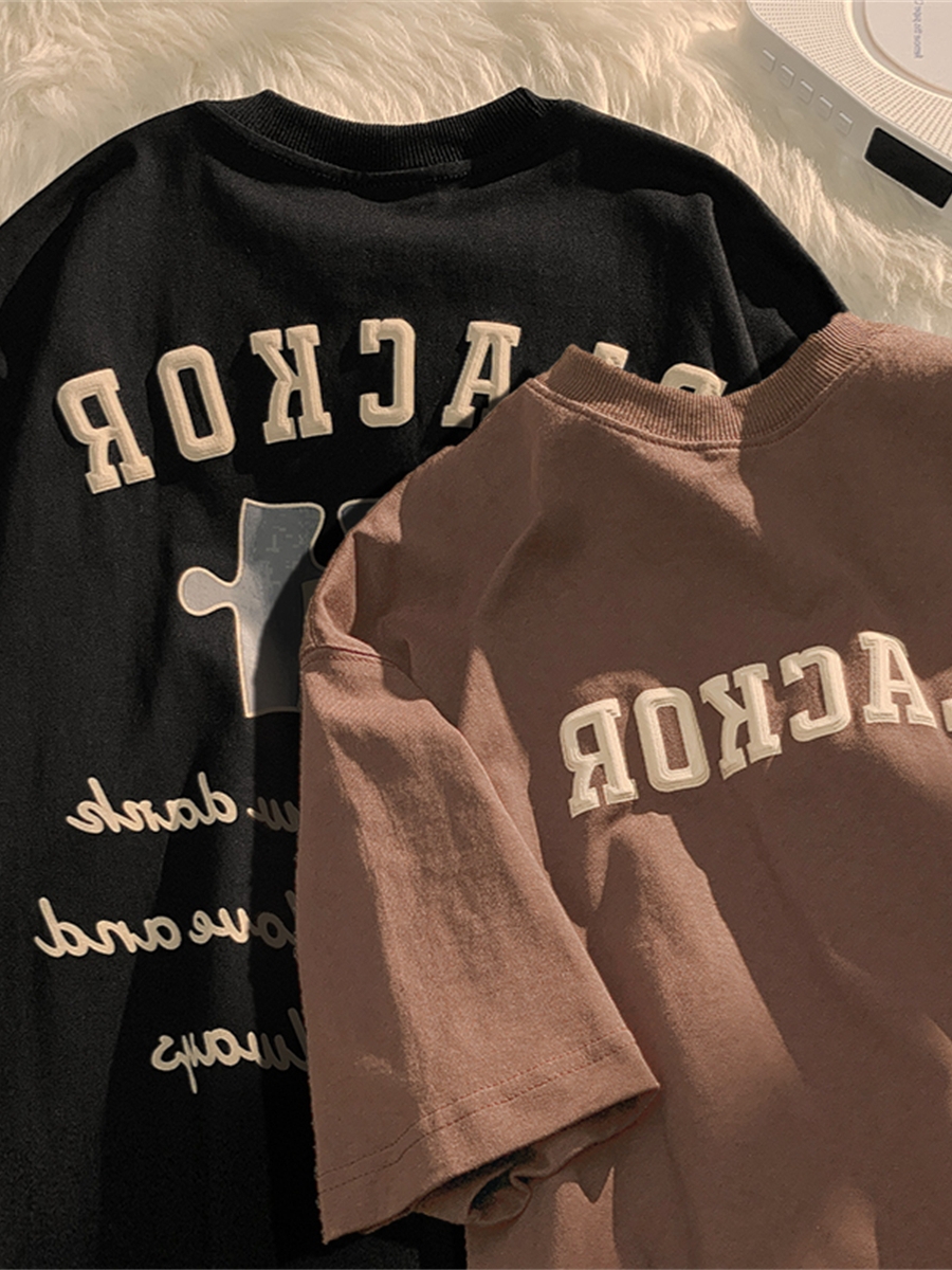 Retro Japanese-Style Pure Cotton Short Sleeve T-Shirt for Men & Women, Plus Size, Loose-Fitting Harajuku Couple Fashion Retro Japanese-Style Pure Cotton Short Sleeve T-Shirt for Men & Women, Plus Size, Loose-Fitting Harajuku Couple Fashion