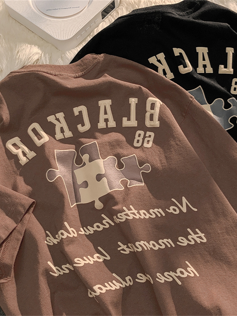 Retro Japanese-Style Pure Cotton Short Sleeve T-Shirt for Men & Women, Plus Size, Loose-Fitting Harajuku Couple Fashion Retro Japanese-Style Pure Cotton Short Sleeve T-Shirt for Men & Women, Plus Size, Loose-Fitting Harajuku Couple Fashion