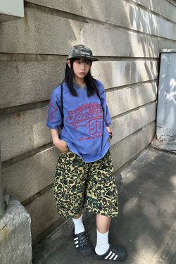 Retro Leopard Print Camouflage Wide-Leg Cropped Shorts for Men and Women - Summer Casual Versatile Fashion