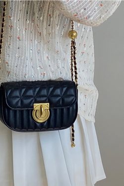 Retro Lock Buckle Chain Shoulder Crossbody Bag for Women - Spring Summer 2025 Niche Design Small Bag
