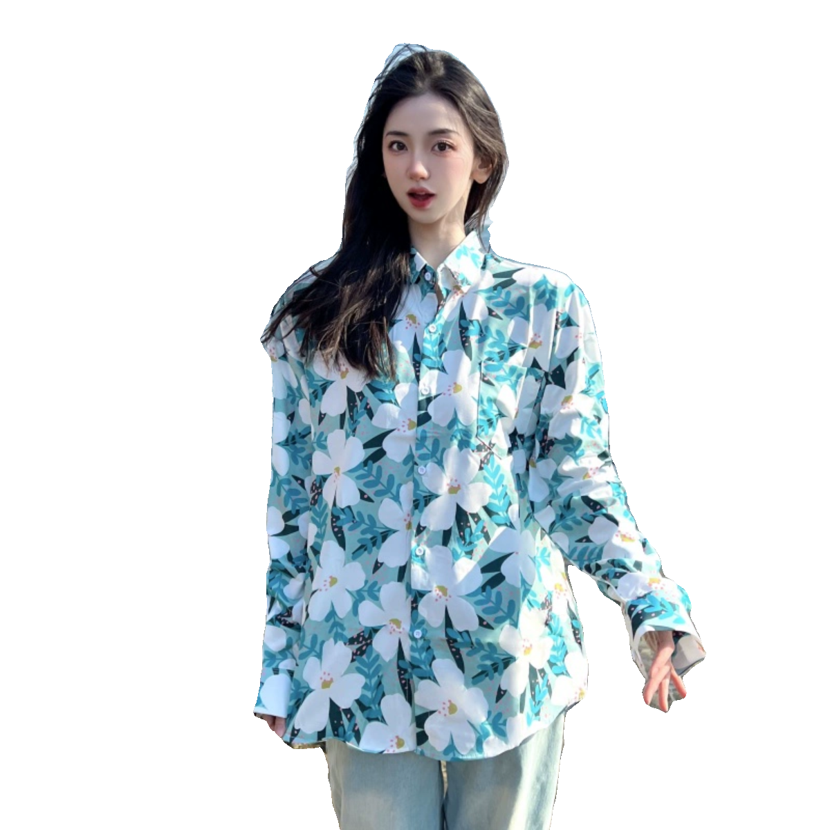 Retro Loose Long Sleeve Floral Shirt for Women – Autumn Hawaiian Beach Top, Unique Casual Style Retro Loose Long Sleeve Floral Shirt for Women – Autumn Hawaiian Beach Top, Unique Casual Style
