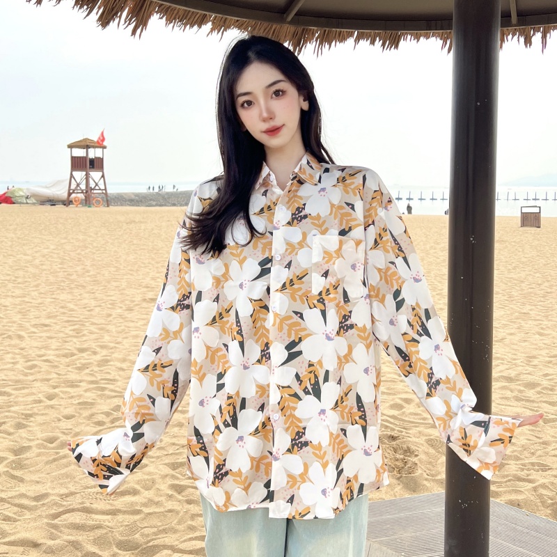 Retro Loose Long Sleeve Floral Shirt for Women – Autumn Hawaiian Beach Top, Unique Casual Style Retro Loose Long Sleeve Floral Shirt for Women – Autumn Hawaiian Beach Top, Unique Casual Style