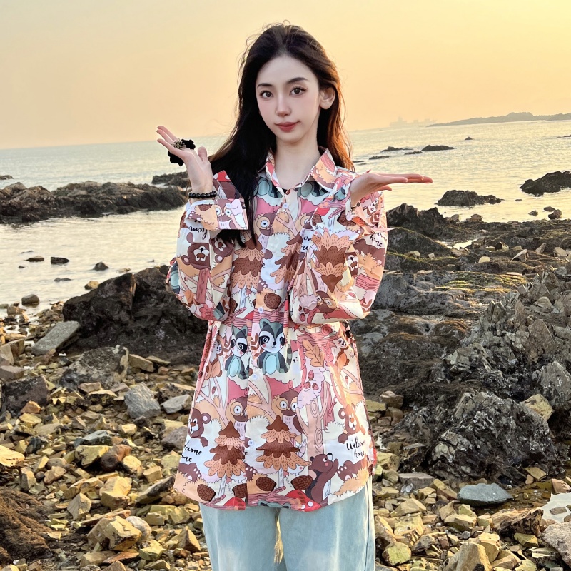 Retro Loose Long Sleeve Floral Shirt for Women – Autumn Hawaiian Beach Top, Unique Casual Style Retro Loose Long Sleeve Floral Shirt for Women – Autumn Hawaiian Beach Top, Unique Casual Style
