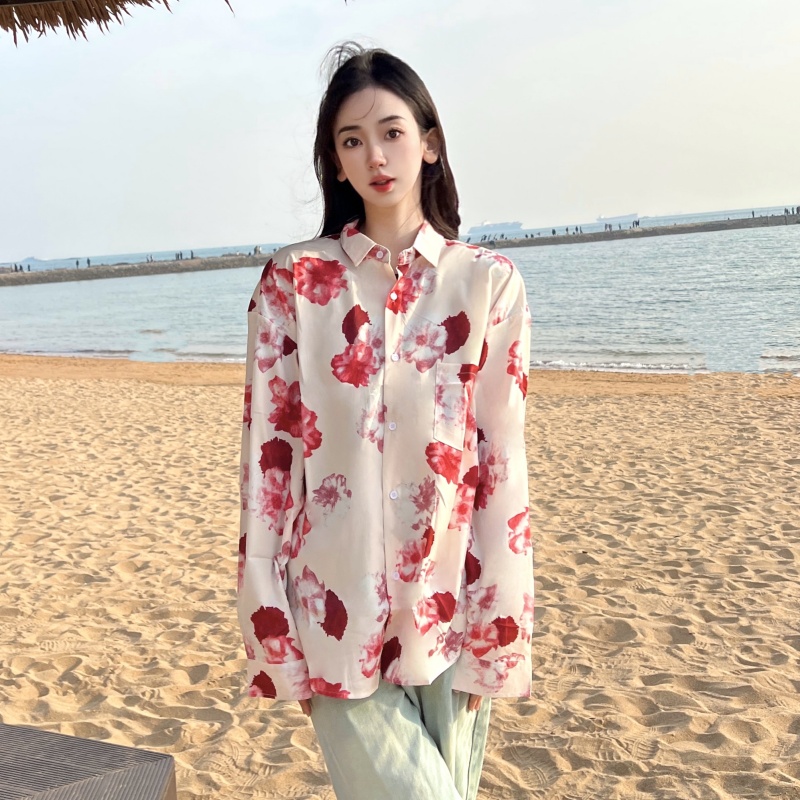 Retro Loose Long Sleeve Floral Shirt for Women – Autumn Hawaiian Beach Top, Unique Casual Style Retro Loose Long Sleeve Floral Shirt for Women – Autumn Hawaiian Beach Top, Unique Casual Style