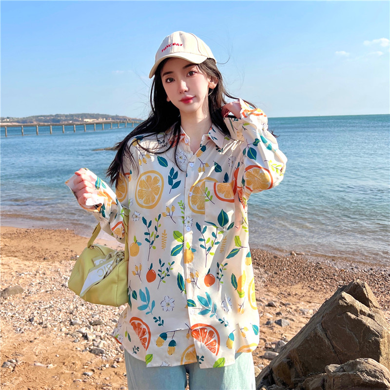 Retro Loose Long Sleeve Floral Shirt for Women – Autumn Hawaiian Beach Top, Unique Casual Style Retro Loose Long Sleeve Floral Shirt for Women – Autumn Hawaiian Beach Top, Unique Casual Style