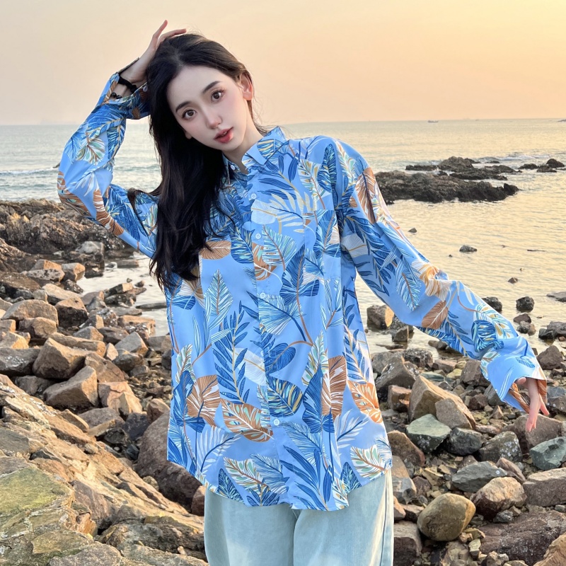 Retro Loose Long Sleeve Floral Shirt for Women – Autumn Hawaiian Beach Top, Unique Casual Style Retro Loose Long Sleeve Floral Shirt for Women – Autumn Hawaiian Beach Top, Unique Casual Style