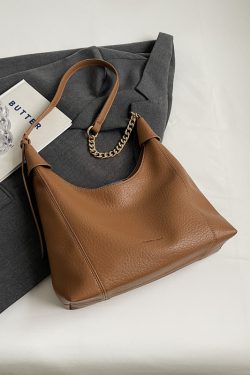 Retro Lychee Pattern Tote Bag for Women - Large Capacity Shoulder Bag for Commuting - 2025 Fashion Trend