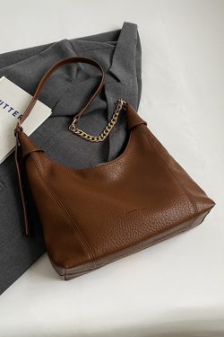 Retro Lychee Pattern Tote Bag for Women - Large Capacity Shoulder Bag for Commuting - 2025 Fashion Trend