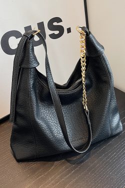 Retro Lychee Pattern Tote Bag for Women - Large Capacity Shoulder Bag for Commuting - 2025 Fashion Trend