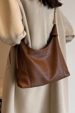 Retro Lychee Pattern Tote Bag for Women - Large Capacity Shoulder Bag for Commuting - 2025 Fashion Trend