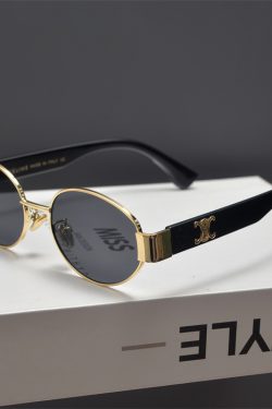 Retro Metal Punk Oval Frame Sunglasses for Men and Women - Trendy High-End Sunglasses for Round Faces, European American Style