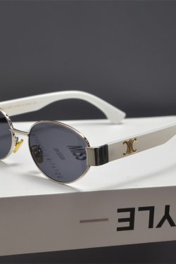 Retro Metal Punk Oval Frame Sunglasses for Men and Women - Trendy High-End Sunglasses for Round Faces, European American Style