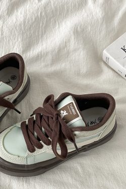 Retro Mint Green Board Shoes for Women - Spring 2025 Casual Sports Sneakers with Thick Sole, Versatile Y2K Style for Students