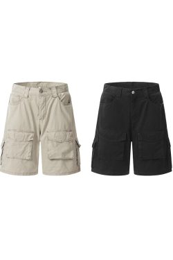 Retro Multi-Pocket Work Shorts for Men and Women - Casual Loose Washed Straight-Leg 5-Point Shorts in Japanese Summer Style