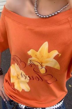 Retro Off-Shoulder Floral Print Short Sleeve T-Shirt for Women - Summer Sweet & Spicy Slim-Fit Top, American Street Style