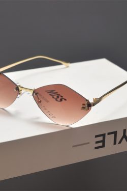Retro Polygonal Diamond-Shaped Sunglasses for Women - Frameless Cut-Edge, Small Face Flattering, Trendy High-End Fashion Eyewear