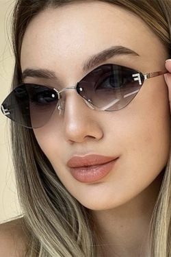 Retro Polygonal Diamond-Shaped Sunglasses for Women - Frameless Cut-Edge, Small Face Flattering, Trendy High-End Fashion Eyewear