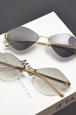 Retro Polygonal Diamond-Shaped Sunglasses for Women - Frameless Cut-Edge, Small Face Flattering, Trendy High-End Fashion Eyewear