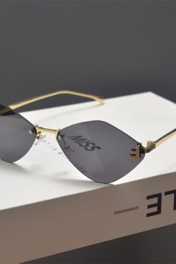 Retro Polygonal Diamond-Shaped Sunglasses for Women - Frameless Cut-Edge, Small Face Flattering, Trendy High-End Fashion Eyewear