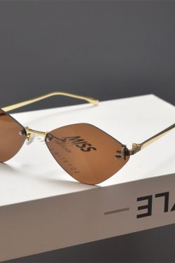 Retro Polygonal Diamond-Shaped Sunglasses for Women - Frameless Cut-Edge, Small Face Flattering, Trendy High-End Fashion Eyewear