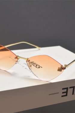 Retro Polygonal Diamond-Shaped Sunglasses for Women - Frameless Cut-Edge, Small Face Flattering, Trendy High-End Fashion Eyewear
